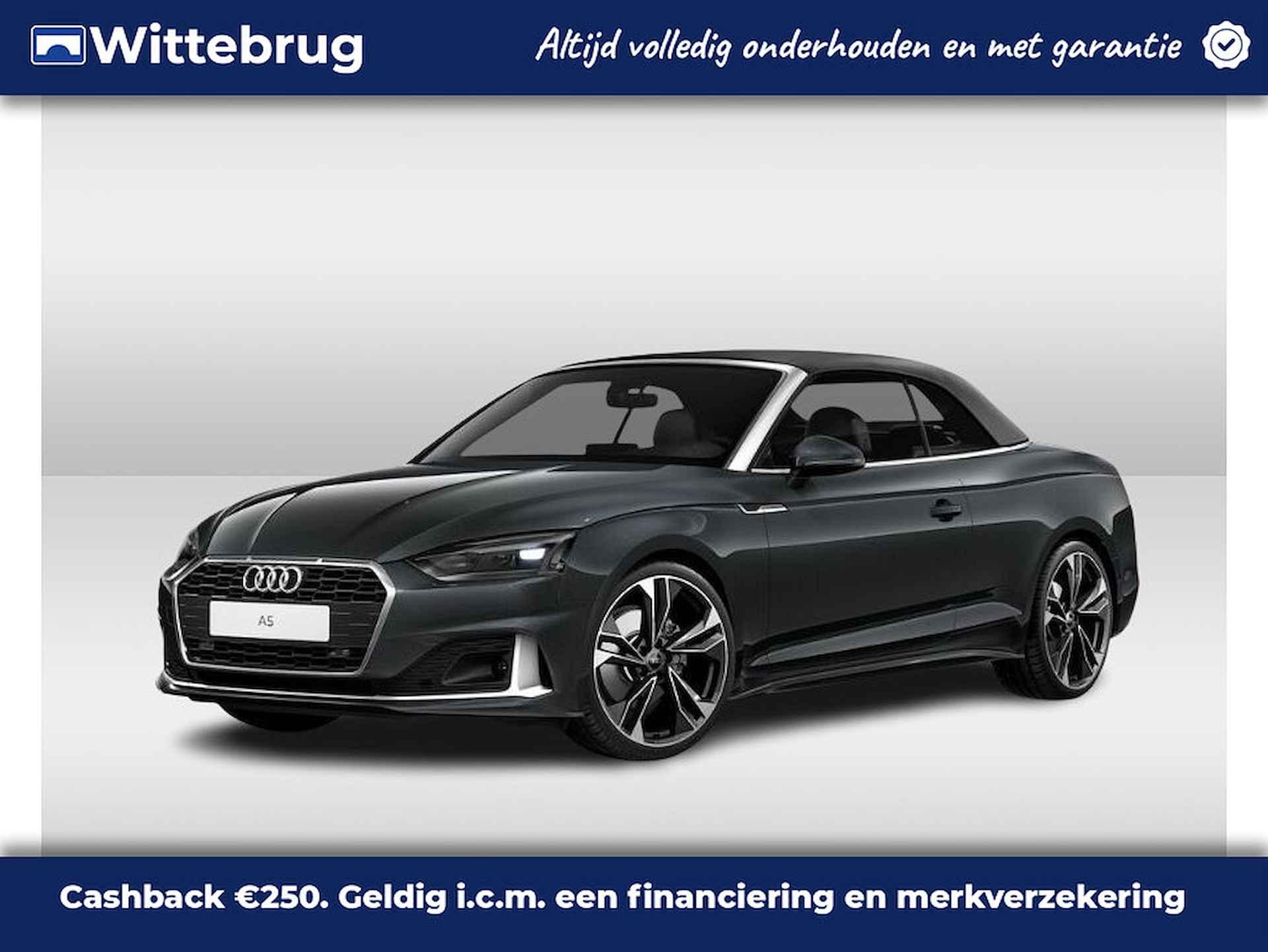 Audi A5 Cabriolet 35 TFSI 150pk s-tronic Advanced | Nieuw 78k | Trekhaak | Tour pakket | Winterpakket | Stuurverwarming | Sportstoelen | Leder-Dinamica | 20" LM velgen | Windscherm - 1/7