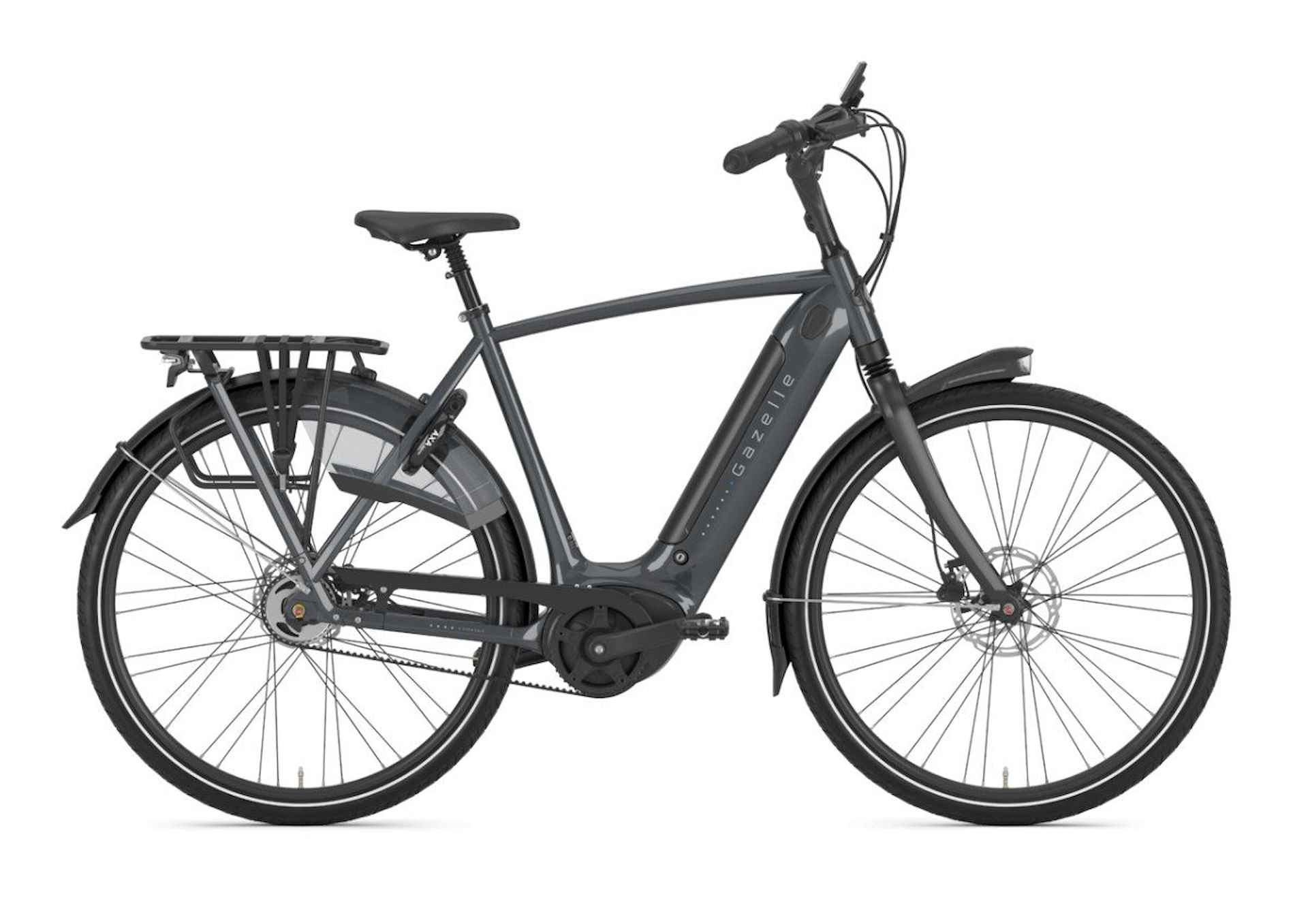 GAZELLE Grenoble C5 HMB (500 WH ACCU DEMO MODEL ) Heren Anthracite Grey Glans 53cm 2023 - 12/15