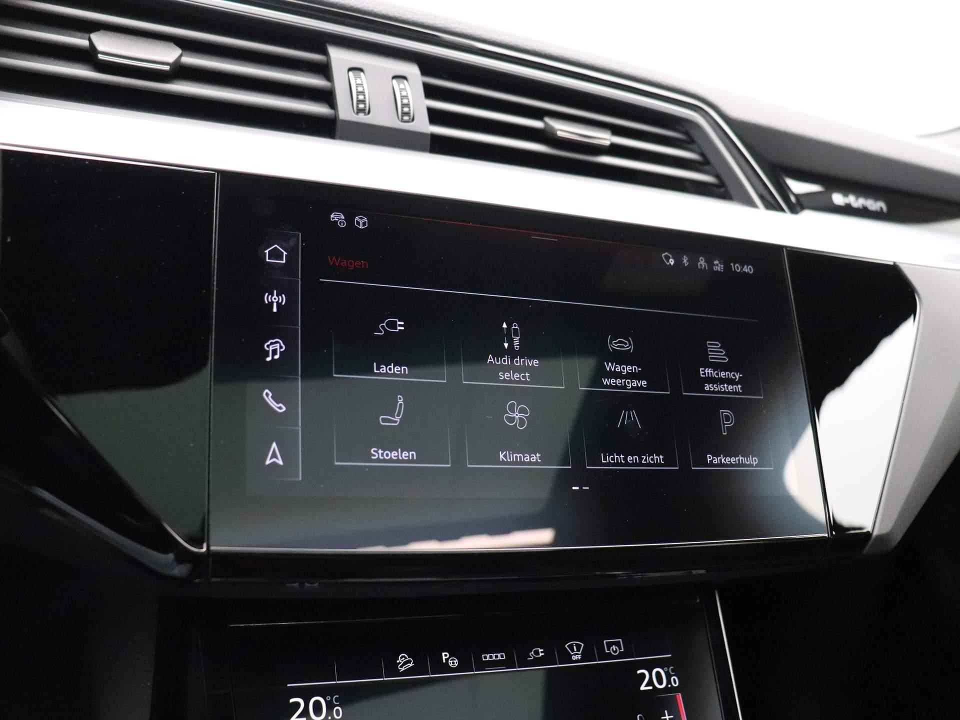 Audi Q8 e-tron S quattro SQ8 115 kWh 503 PK | S-line | Automaat | Navigatie | 360 Camera | Panoramadak | Trekhaak | Adaptive Cruise Control | Climate Control | Stoelverwarming | Virtual Cockpit | LED Matrix | Lichtmetalen velgen | Privacy glass | - 36/58