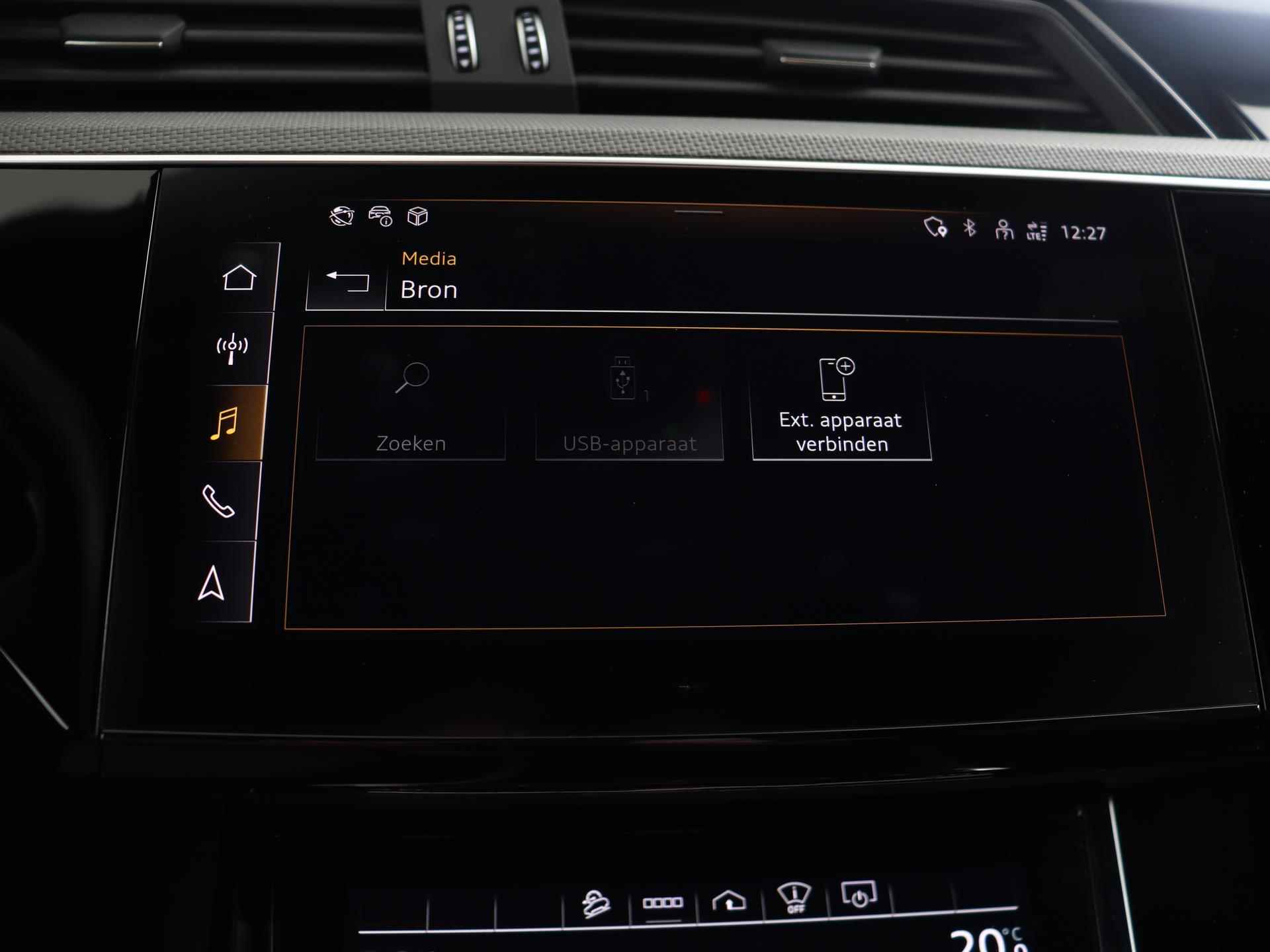 Audi e-tron Sportback S 503PK quattro | S-Sportstoelen | Pano.dak | B&O | Stoelverwarming V+A | 21' velgen | Top view camera | Head-up | Carbon | Verlengde fabrieksgarantie* - 45/64