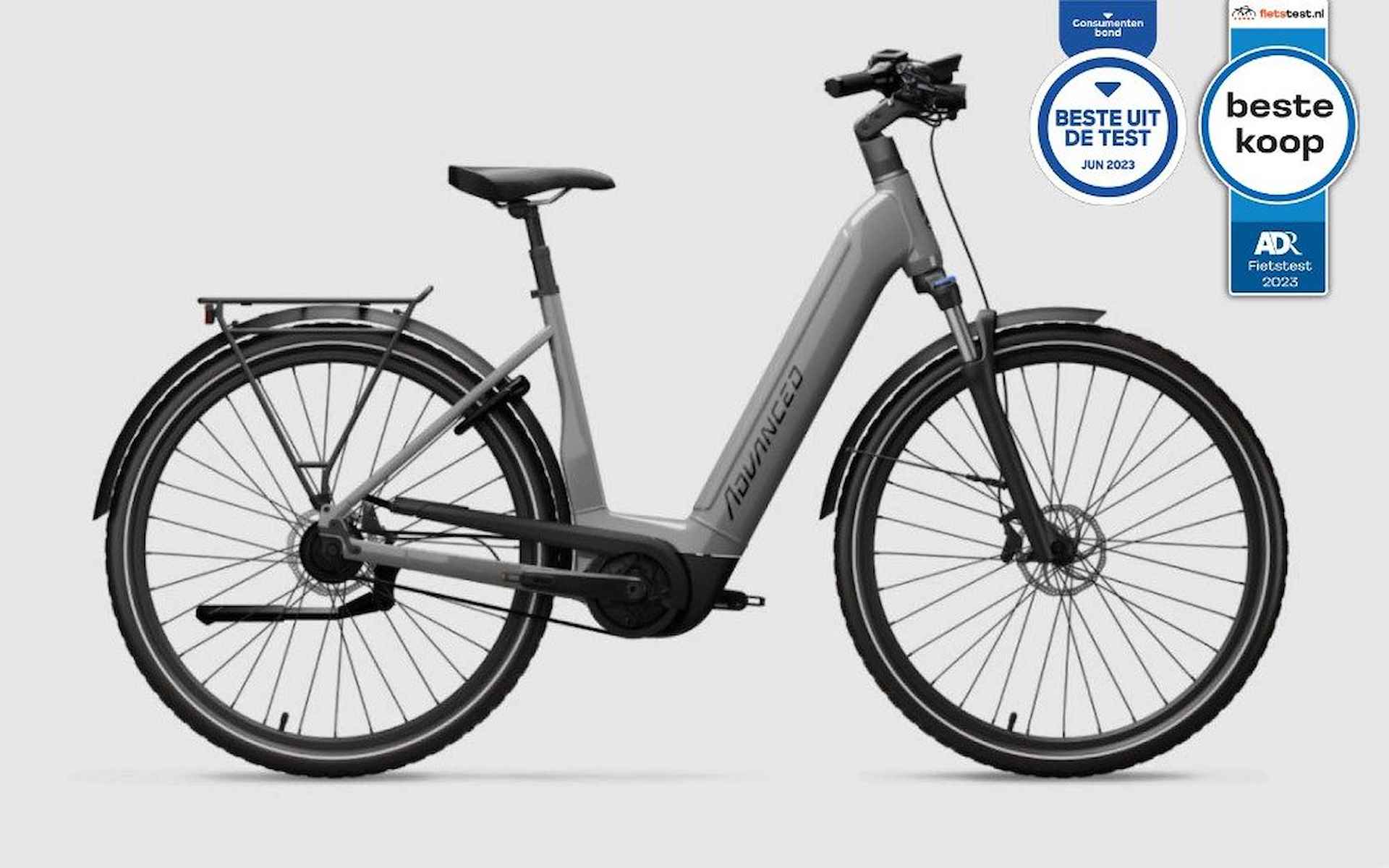 Advanced Ebike Das Original Tour Pro 500Wh 75Nm N5 Gates Kiox 300 Lage instap Stone Grey Glossy 50cm 2024