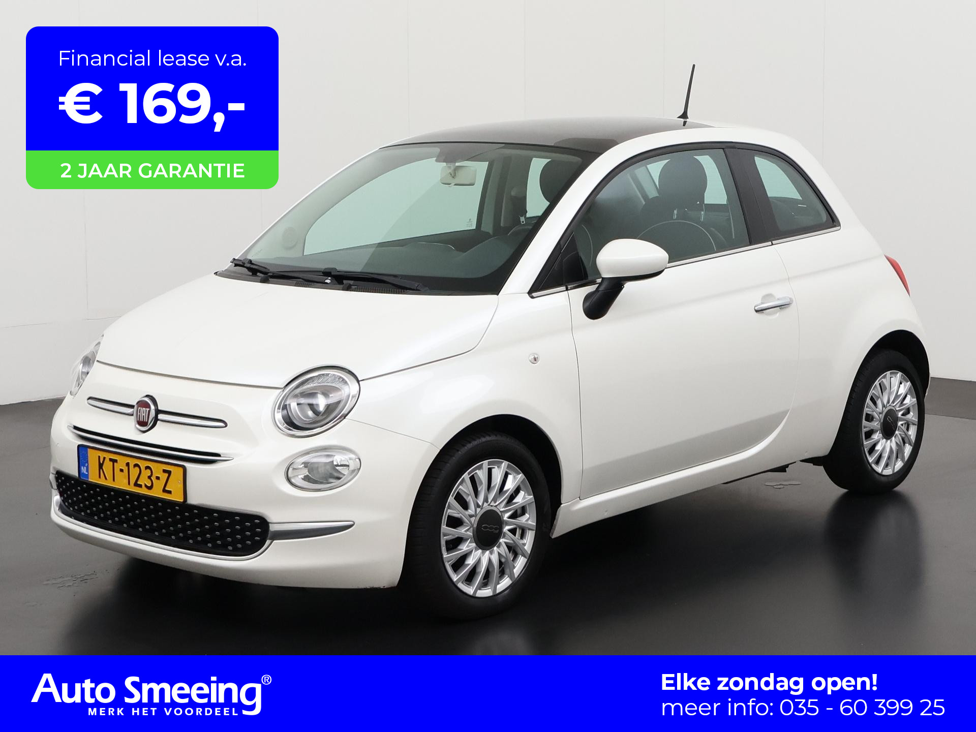 Fiat 500 0.9 TwinAir Turbo Lounge Automaat | Panoramadak | Parkeersensor | Lichtmetalen Velgen | Zondag Open!