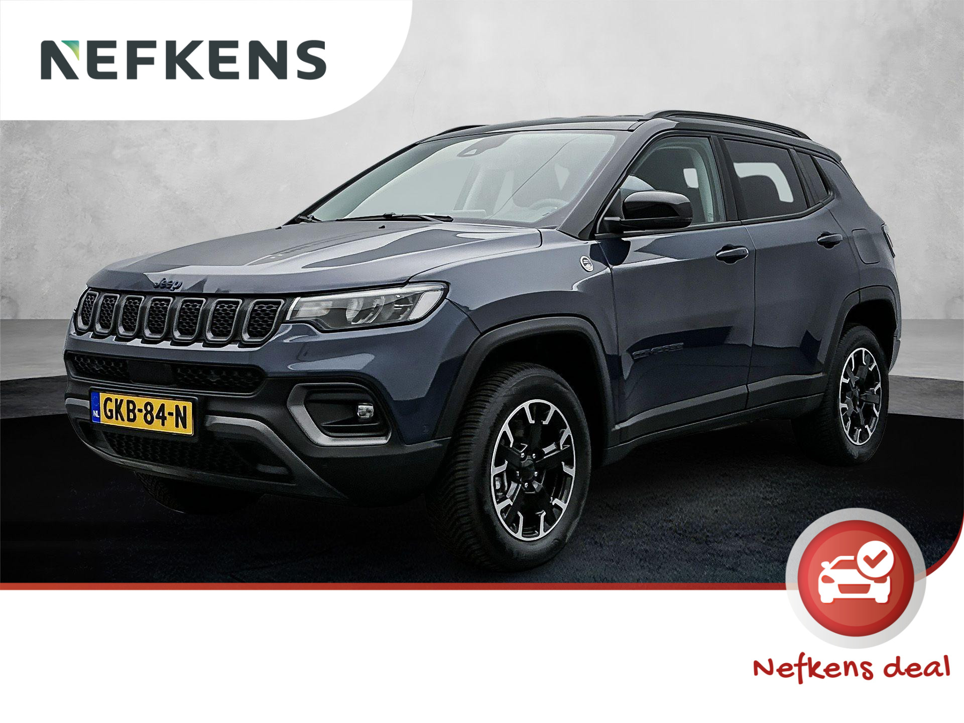 Jeep Compass SUV Hybrid Electric Trailhawk 240 pk Automaat | Navigatie | Achteruitrijcamera | Parkeersensoren Voor en Achter | Keyless Entry/Start | LED Koplampen | Actief Veersysteem | Adaptieve Cruise Control | Climate Control | 17" Lichtmetalen Velgen | Apple Carplay/Android Auto |