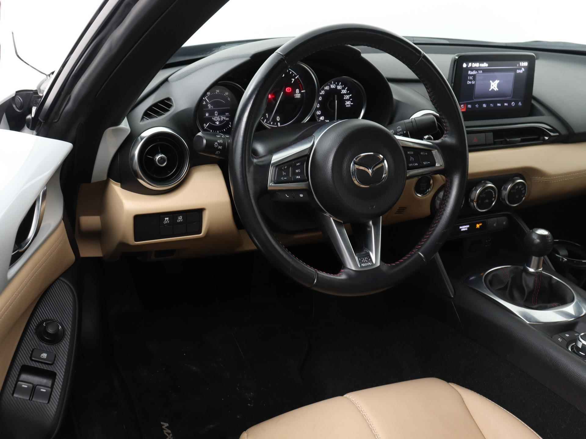 Mazda MX-5 1.5 SkyActiv-G 132 PK Chairo | Cabrio | Soft top | Navigatie | Keyless | Parkeersensoren | LED | Lichtmetalen velgen | Dodehoek detectie | Stoelverwarming | - 8/24