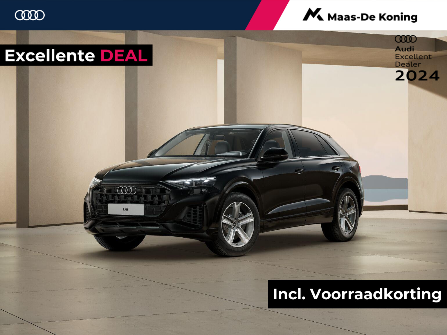 Audi Q8 Pro Line Advanced 55 TFSI e 290 kW / 394 pk CUV 8 Audi Q8 55 TFSI e quattro Pro Line Advanced · Optiekpakket zwart · Stoelventilatie/ massage · Getint glas · Leder bekleding