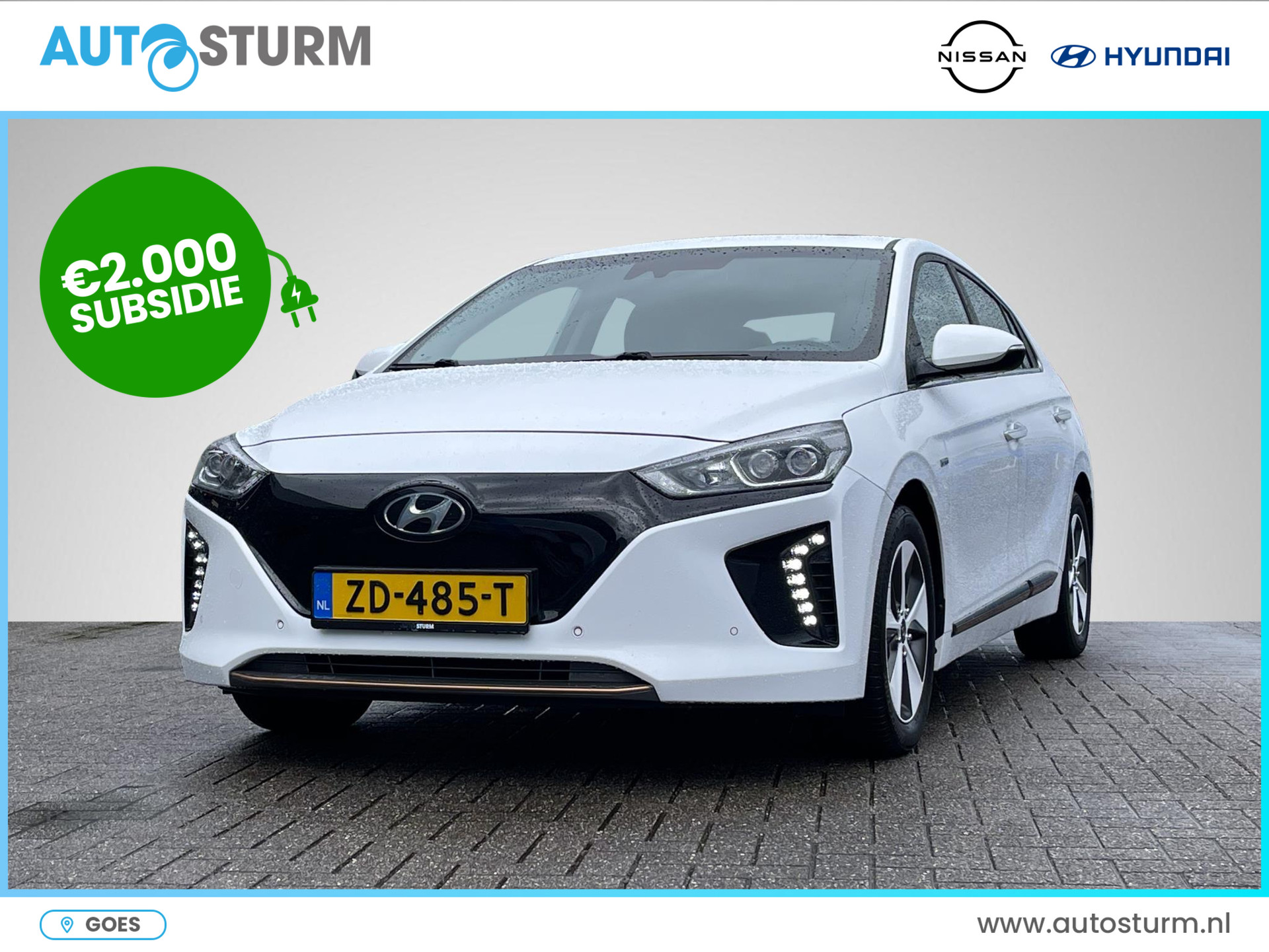 Hyundai IONIQ Premium EV *€2.000 SUBSIDIE MOGELIJK!* | Schuif-/Kanteldak | Leder | Geheugenstoel | Stuur- + Stoelverwarming | Adapt. Cruise Control | Rijklaarprijs!