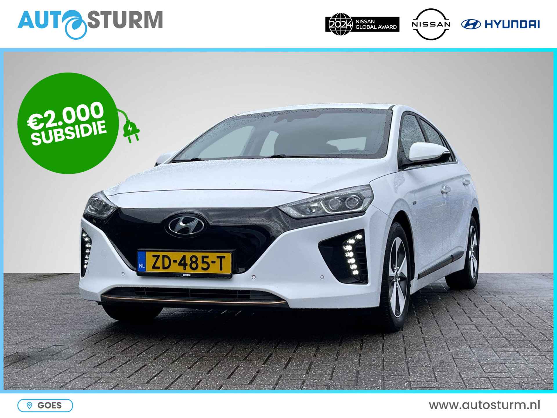 Hyundai IONIQ Premium EV *€2.000 SUBSIDIE MOGELIJK!* | Schuif-/Kanteldak | Leder | Geheugenstoel | Stuur- + Stoelverwarming | Adapt. Cruise Control | Rijklaarprijs! - 1/32