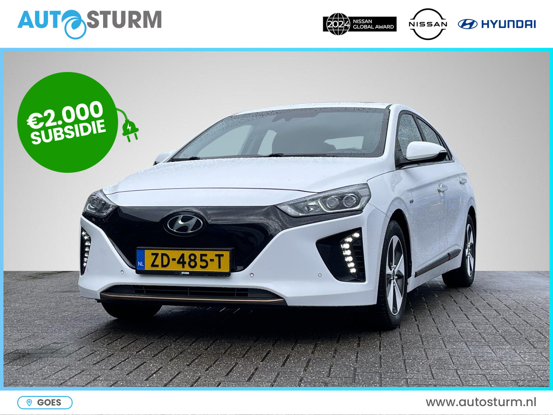 Hyundai IONIQ Premium EV *€2.000 SUBSIDIE MOGELIJK!* | Schuif-/Kanteldak | Leder | Geheugenstoel | Stuur- + Stoelverwarming | Adapt. Cruise Control | Rijklaarprijs!