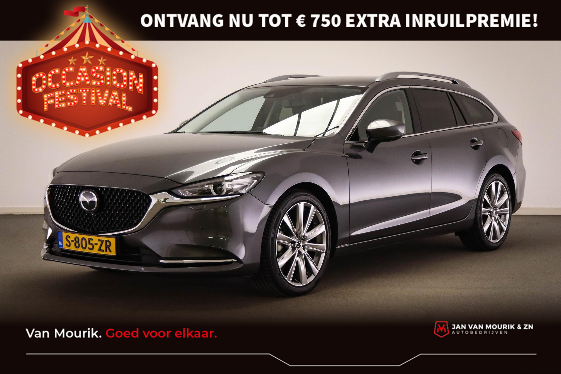 Mazda 6 Sportbreak 2.0 SkyActiv-G 165 Exclusive-Line | LED | HEAD UP | ACC | STOELKOELING | DAB | APPLE | 360 CAM | 19"