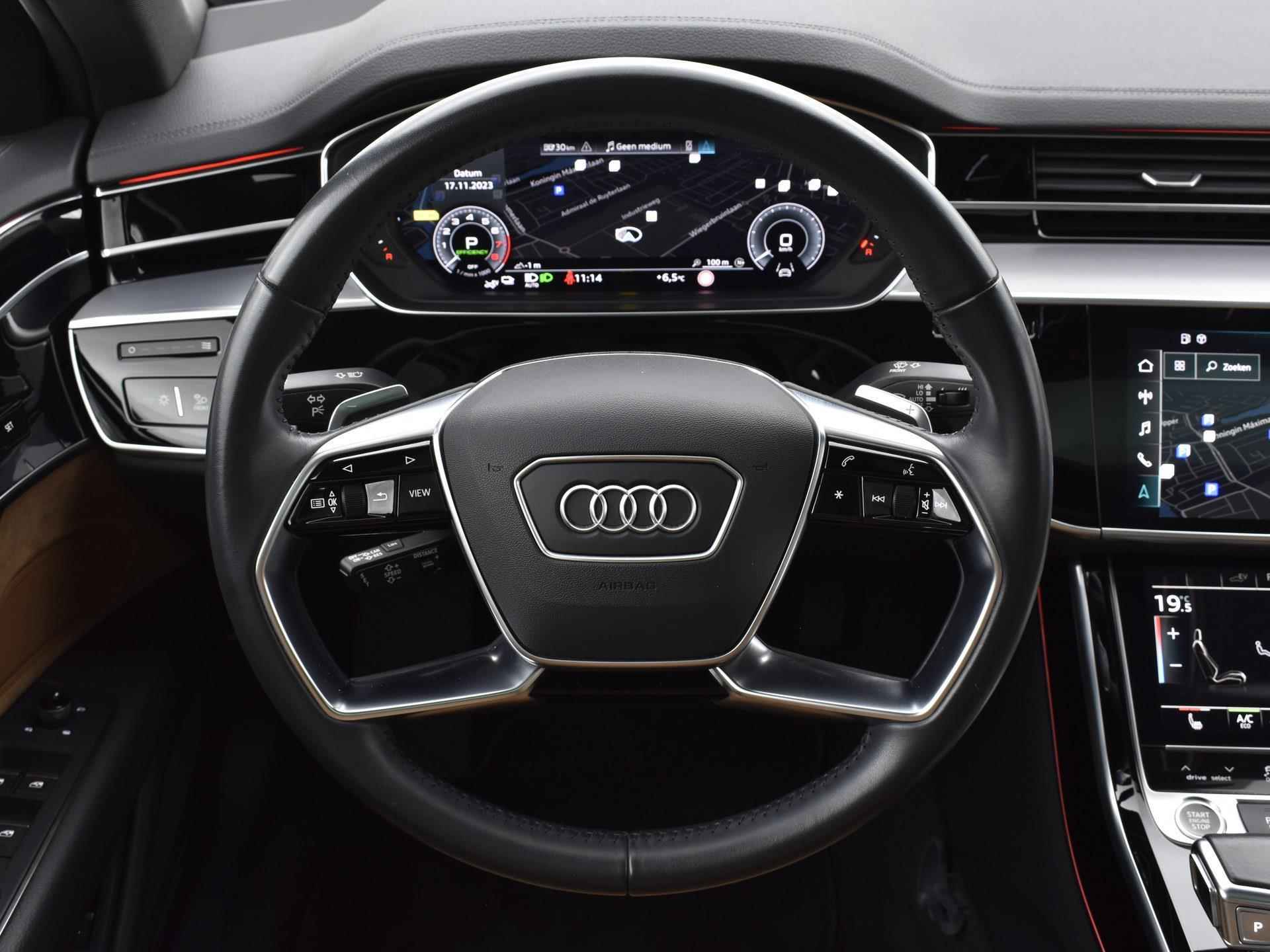 Audi A8 60 TFSIe Quattro Lang Pro Line Plus | B&O 3D Sound | ACC | Luchtvering | Servosluiting | 360 Camera | Panoramadak | 20'' Inch | Garantie t/m 23-04-2025 of 100.000km - 28/44