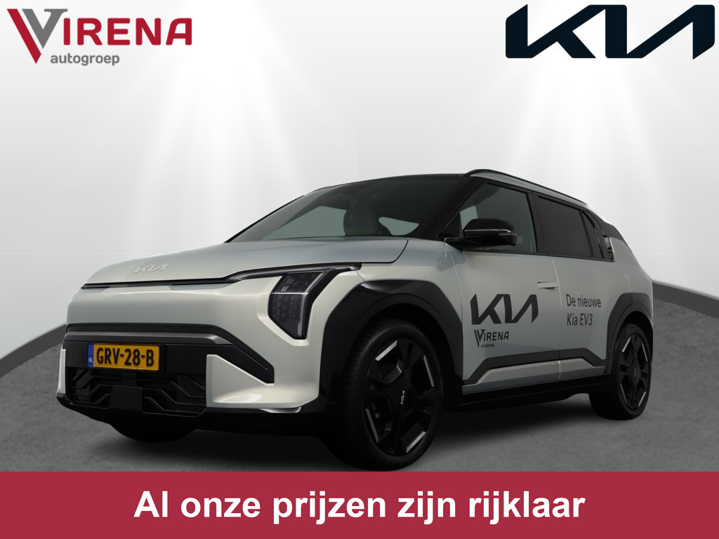 Kia EV3 GT-Line 81.4 kWh - *DEMO* - Draadloze Apple CarPlay / Android Auto - Stoel en stuurwiel verwarming - Panoramadak - Harman Kardon Audio - Dodehoek assistent - Fabrieksgarantie tot 11-2031