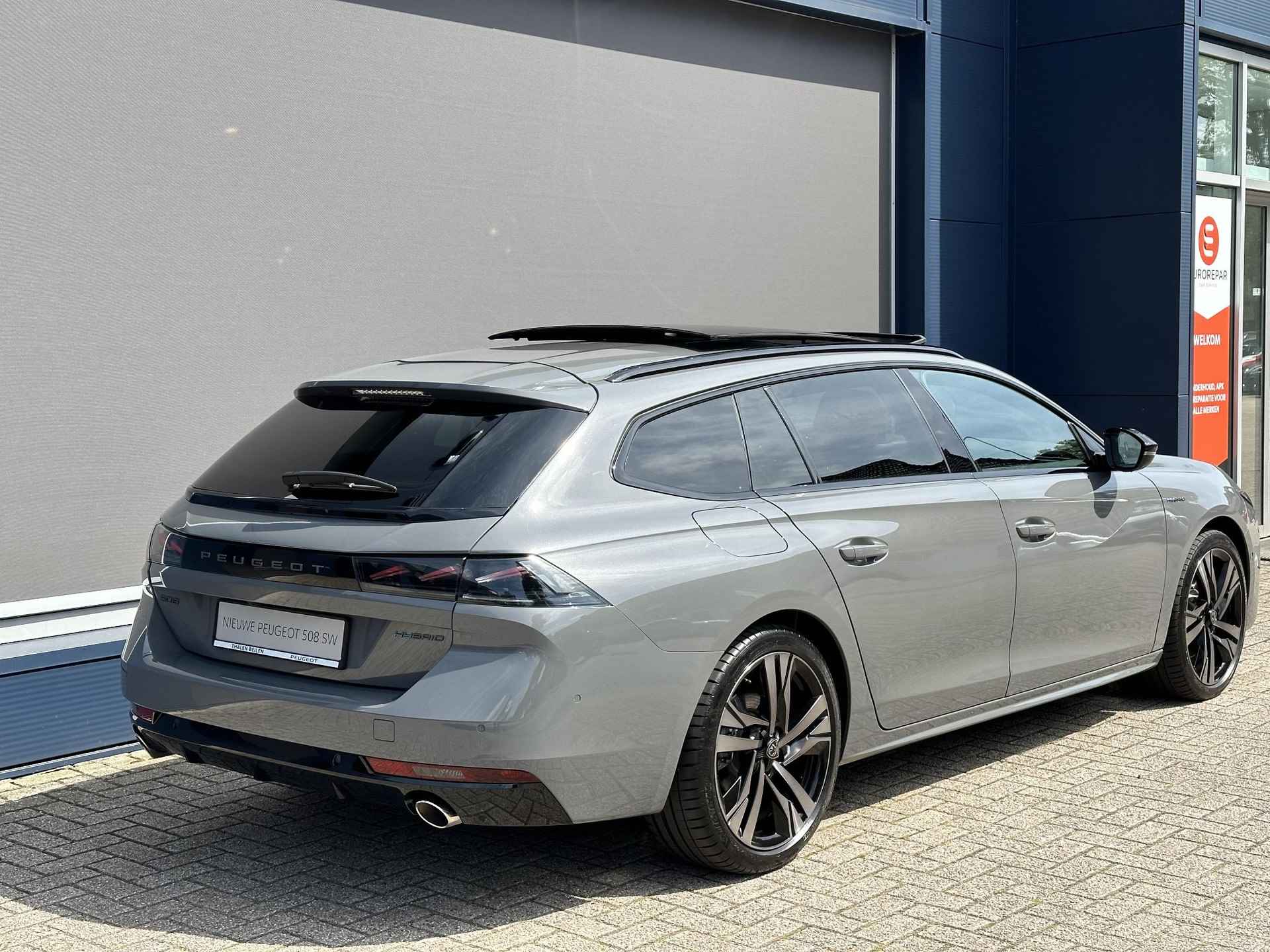 Peugeot 508 SW 1.6 HYbrid 225 GT | Full Option Auto ! | PSE Kleurstelling | Lederen Bekleding | Panorama Schuif-/Kanteldak | Massage en Stoelverwarming | Wegklapbare Trekhaak 1300 KG | Keyless Entry | Focal HiFi | Adaptieve Demping | 19" Lichtmetalen Velgen | 360 Graden Camera | Navigatie | Climate Control | Adaptieve Cruise Control | - 6/73