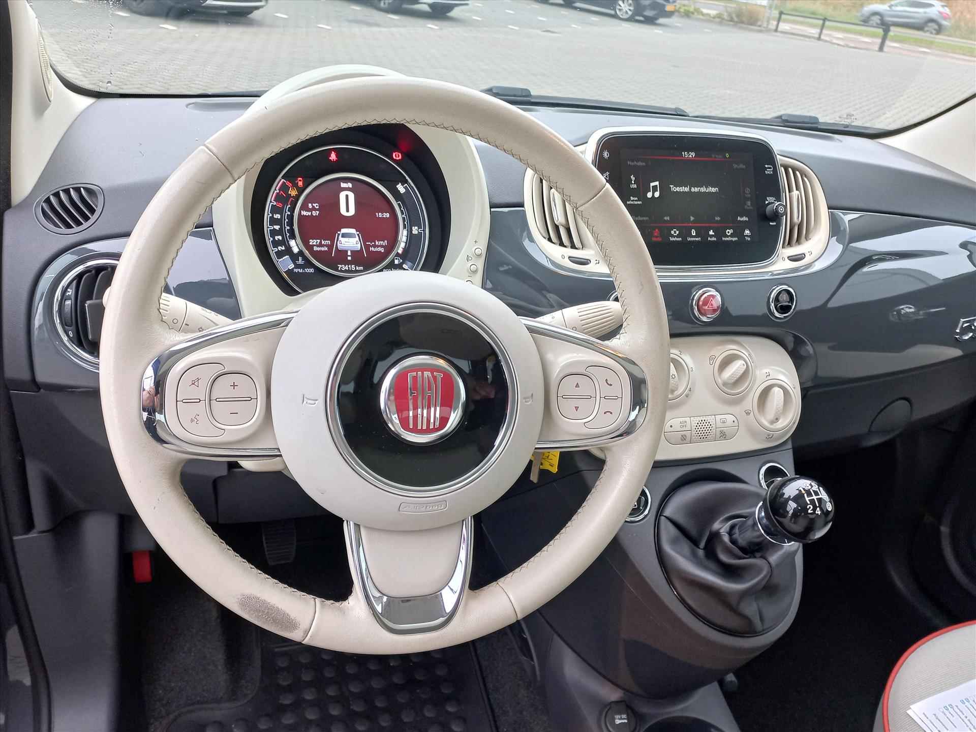 Fiat 500 80pk Turbo Anniversario Retro Look | Airconditioning | Navigatie via Apple Carplay of Android Auto | Cruise control - 20/38