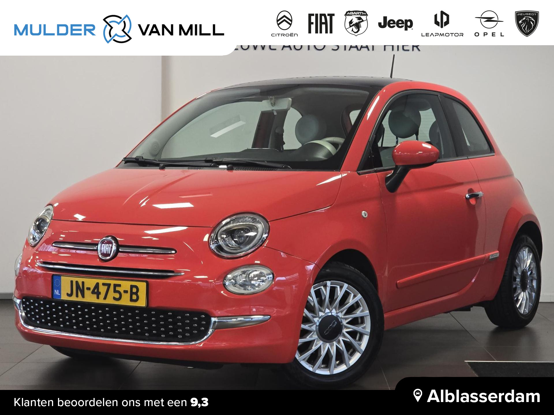 Fiat 500 Lounge 0.9 TwinAir TURBO 80pk | NAVI | AIRCO | PANODAK | DAB+ | LM-VELGEN | ROSSO CORALLO |