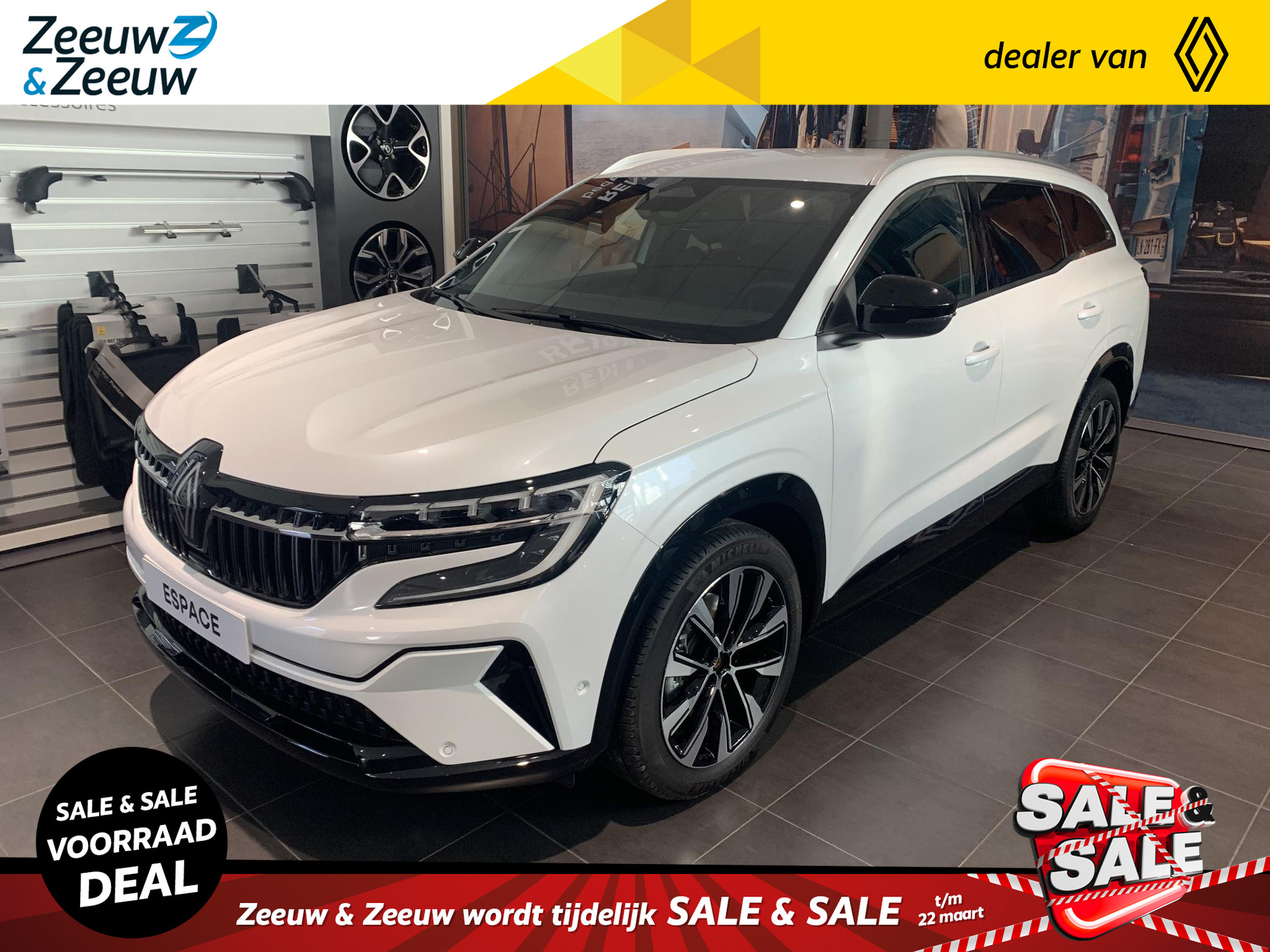 Renault Espace E-Tech Hybrid 200 techno 7p. Op voorraad bij Zeeuw & Zeeuw Naaldwijk || nu met 3.000 euro voorraad voordeel bij Zeeuw & Zeeuw Naaldwijk || BEL 0174 210 330