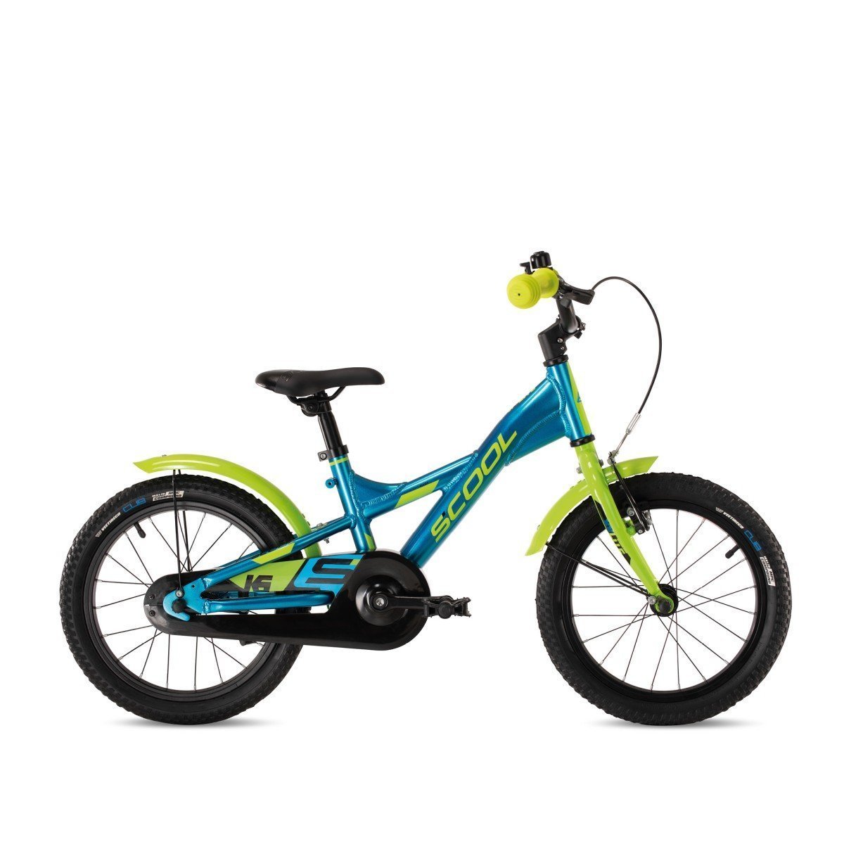 Scool XXlite 16-1 1-speed terugtraprem Jongens Blue/Lime 16 inch 2024